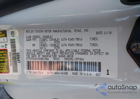 2017 Toyota Tacoma Sr from USA, damaged, VIN 5TFRX5GN1HX081966